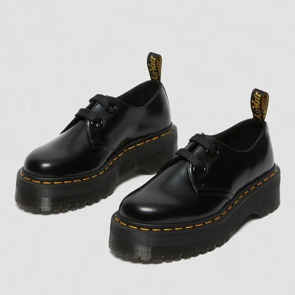 Dr.Martens Holly Platform Oxford In Black Patent Leather Size 9 - Picture 4 of 16